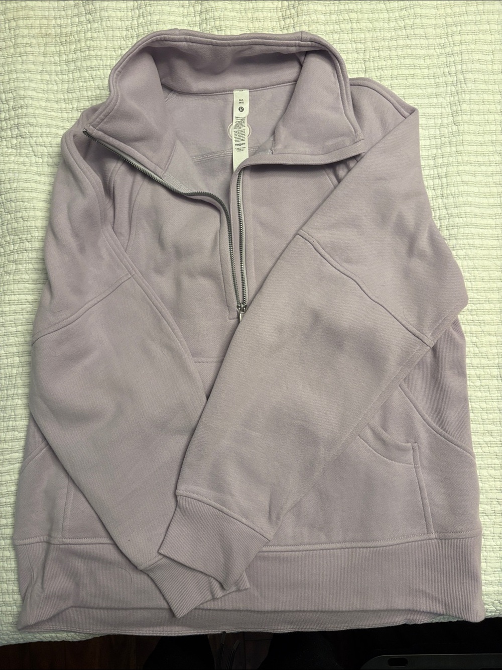lululemon athletics scuba oversized funnel neck half zip long lilac ether